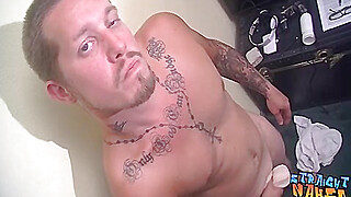 Straight stud with sexy tatts making his hard cock spray cum Big Boobs Porn Video